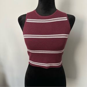 NWT House Of Harlow 1960 Maroon Striped Cropped Racerback Tank Top